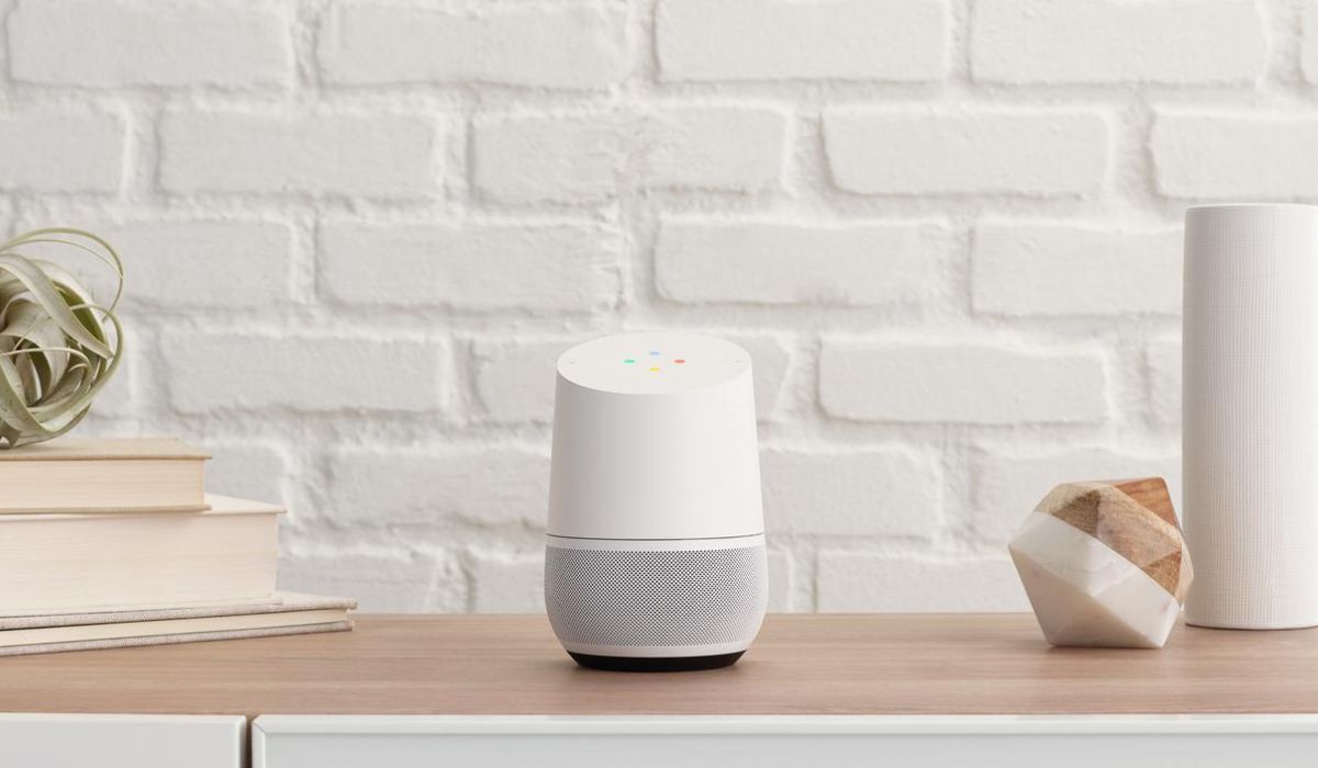 google assistant speaker on table