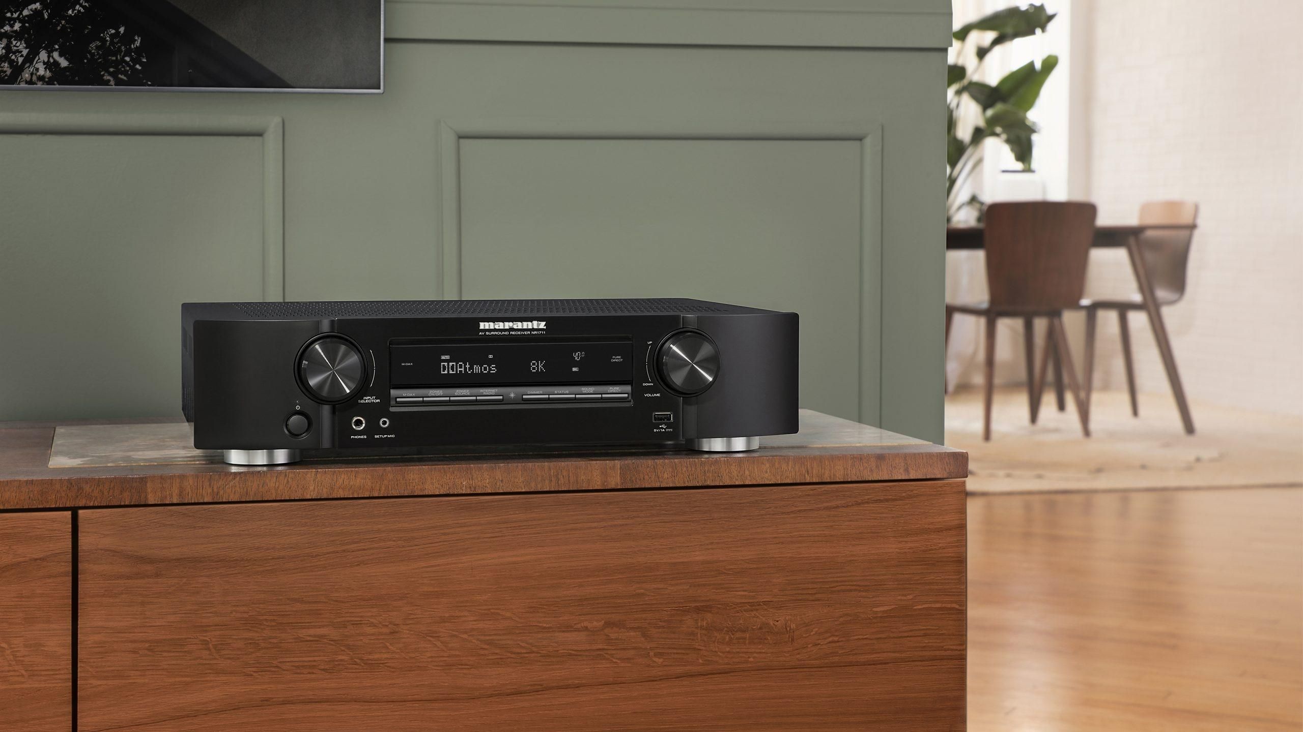 marantz product on wooden furniture